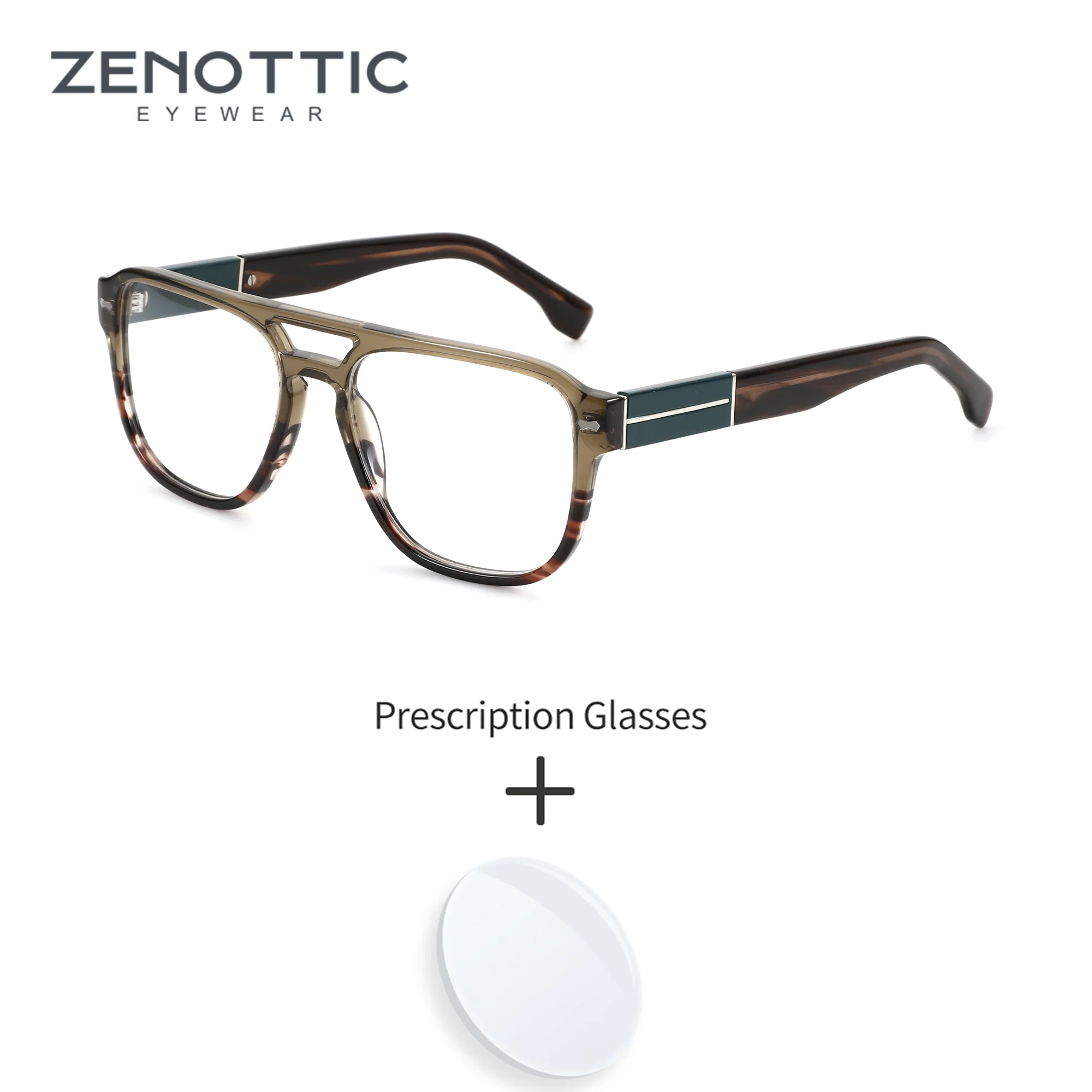 

ZENOTTIC Pilot Custom Prescription Glasses Men Acetate With Blue Light Blocking Lenses For Myopia UV Protection Outdoor