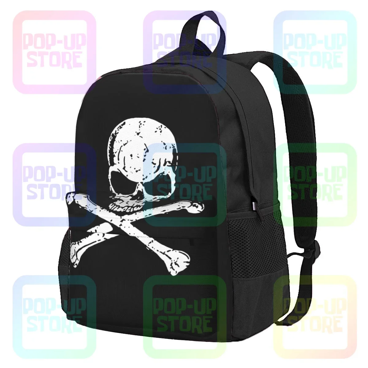 Pirates Pirates Skull Crossbones Hip Hop Streetwear Large Capacity Backpack Shoe Bag Schoolbag