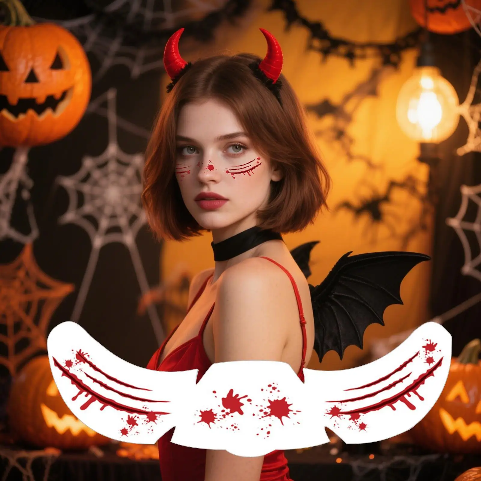 جديد هالوين العين ملصقات الكبار الاطفال الرجال النساء حفلة تنكرية العين ملصقات مخيف لاصق الخفافيش اليقطين بصمة الشارات مقاوم للماء #3