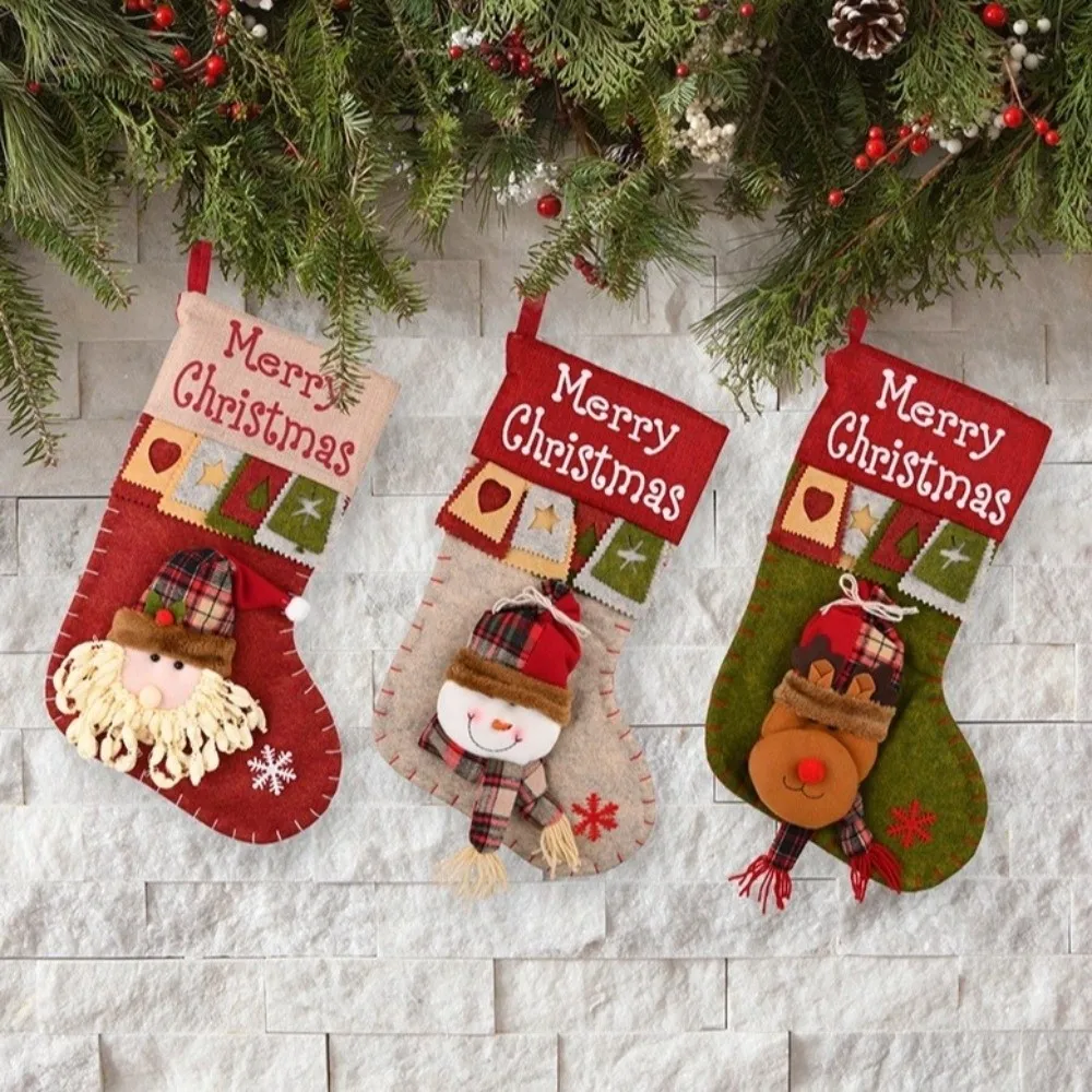 مضحك شنقا عيد الميلاد تخزين ثلاثي الأبعاد سانتا كلوز عيد الميلاد جورب الأيائل سعة كبيرة كيس الحلوى شجرة عيد الميلاد #4