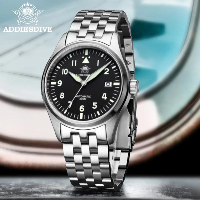 ADDIESDIVE Men's Mechanical Wristwatches Stainless Steel Luminous Waterproof Analog Watches Luxury NH35A Diver Automatic Watch