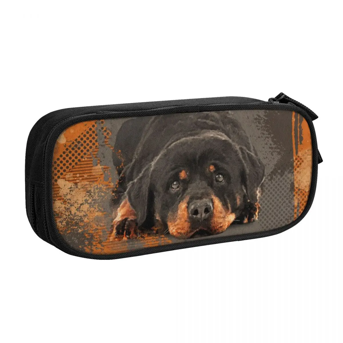 Imagem -02 - Cute Rottweiler Dog Pencil Cases para Meninas e Meninos Grande Capacidade Animal Pen Box Bolsa Acessórios Escolares Personalizado