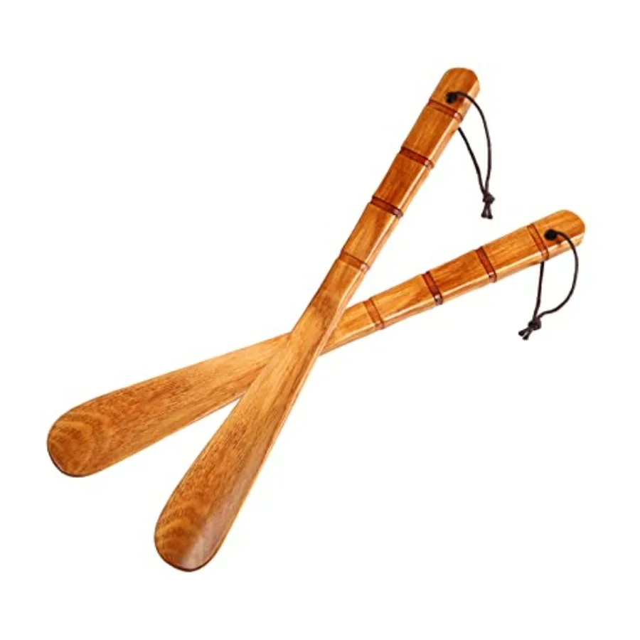 

Premium Wooden Shoe Horn, 2 PCS Shoehorns Durable, 13" Long Handle Shoe horns, Lazy Shoe Helper Spoons for Seniors,,Pregnancy,