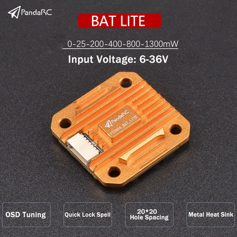 PandaRC VT5804-BAT LITE  40CH 1300mW  Adjustable OSD FPV VTX 6-36V 20X20mm  for RC Airplane FPV Long Range