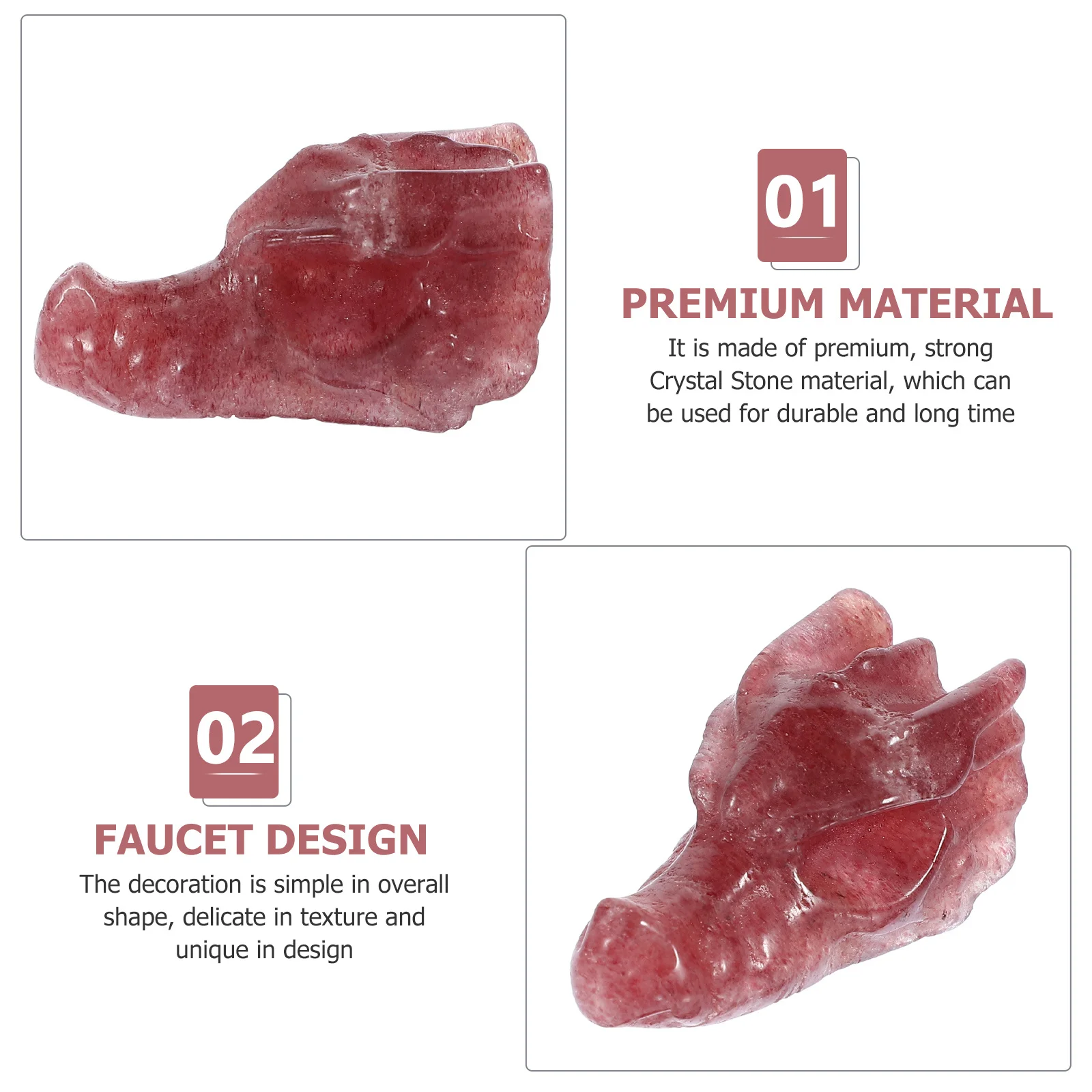 

Crystal Dragon Skull Ornament Natural Adornment Exquisite Carving Desktop Decoration Elegant Crystal Decor for Home Office