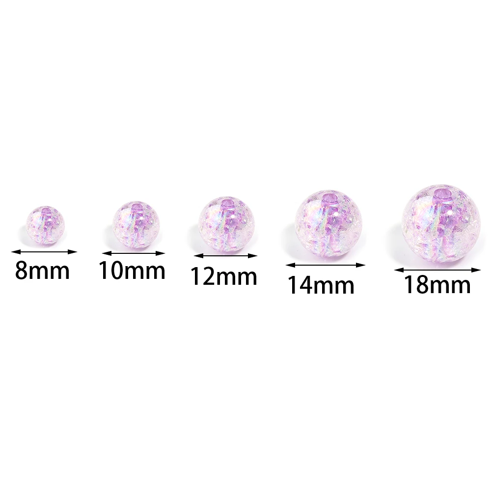 10-100pcs 8 10 12 14 18 20mm Acrylic Cracked Beads Candy Color Round Loose Beads For Jewelry Making DIY Bracelets Accessories