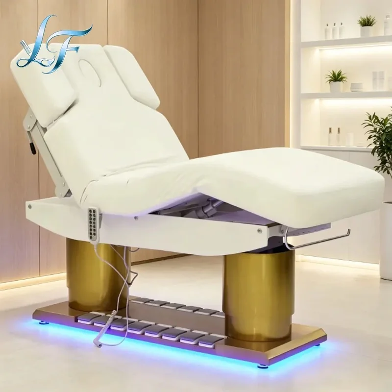 Modern White S Shape Lash Beauty Bed Electric Tatoo Massage Table Cosmetic Curved Adjustable Salon Spa Facial Treatment Bed