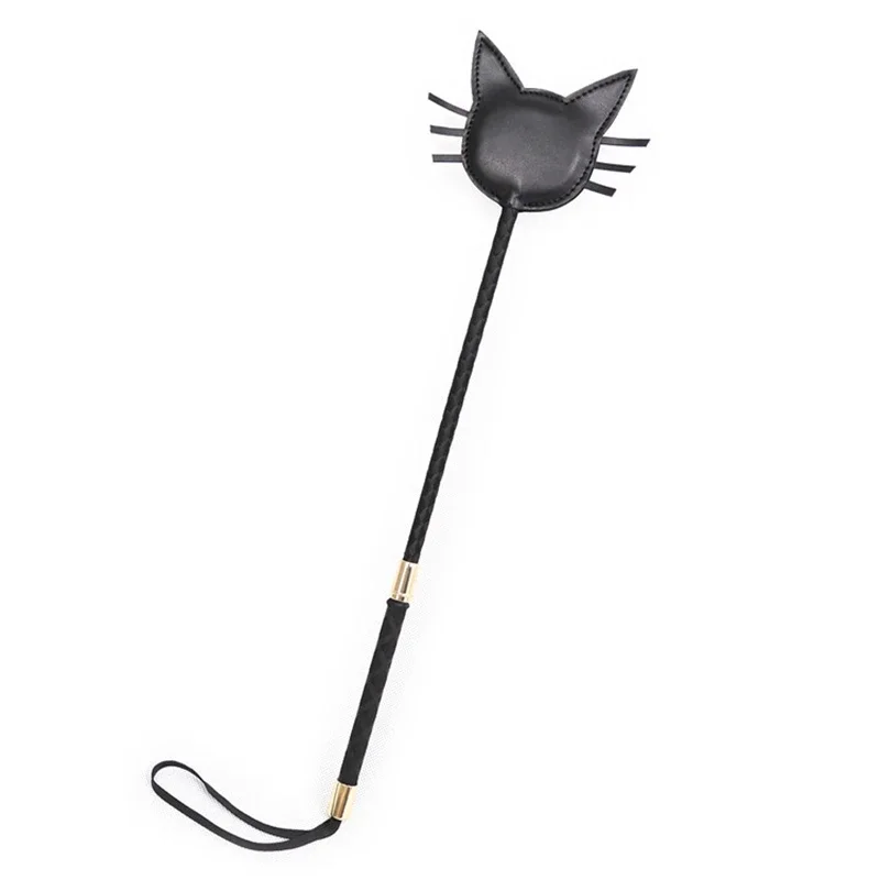 50CM PU Leather Cat-Shaped Flog Spank Paddle Horse Whip Beat Submissive for Horse Training Riding bat