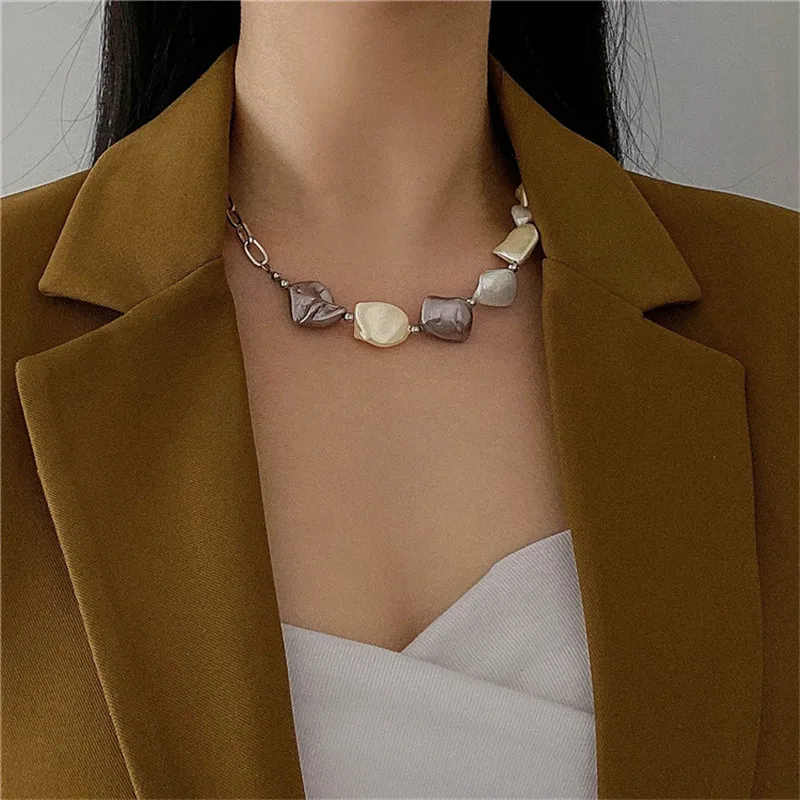 Irregular Baroque Pearls Necklace European And American Style Personality Fashion Chain Of Clavicle Ms Travel Accessories 2022