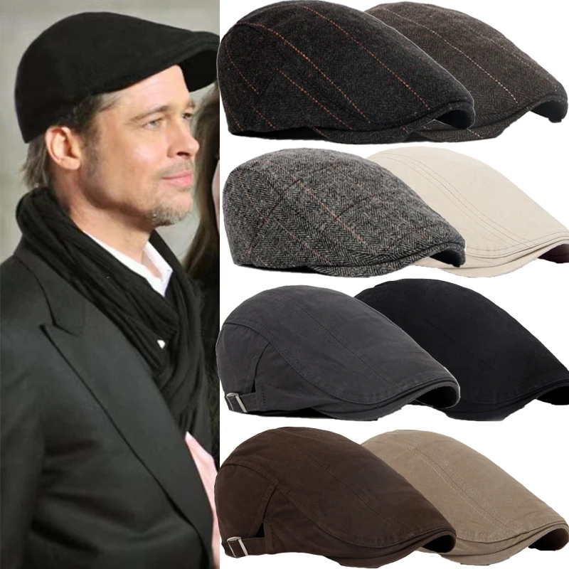 Men Berets Painter Cap Spring Winter Berets Hat For Men Women Retro England Hat Visors Peaked Cap Solid Duckbill Hat