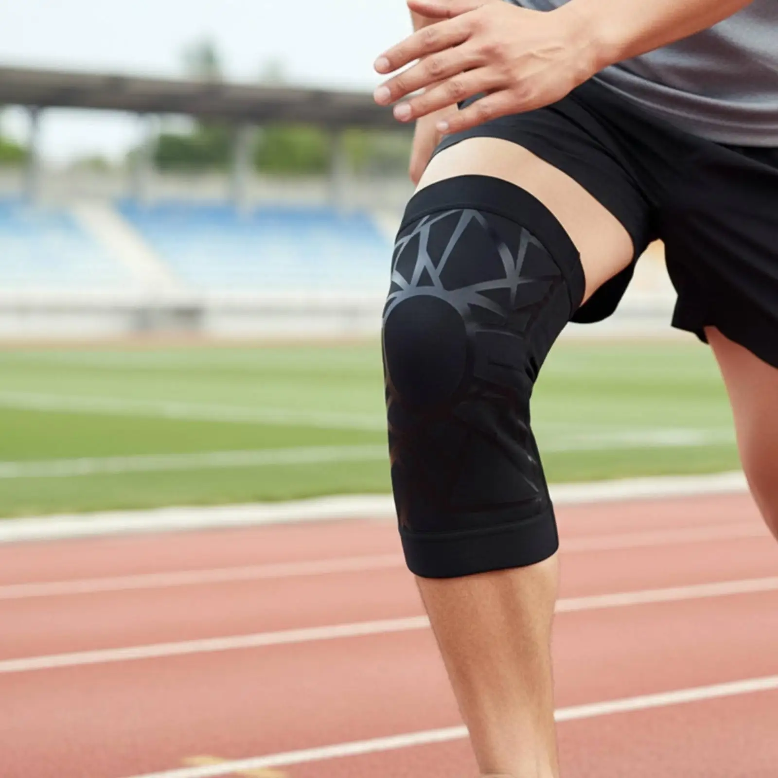 Padded Knee Support Sleeve for Active Adults Basketball Running Cycling Training with Compression Fit Anti Slip Elastic Band