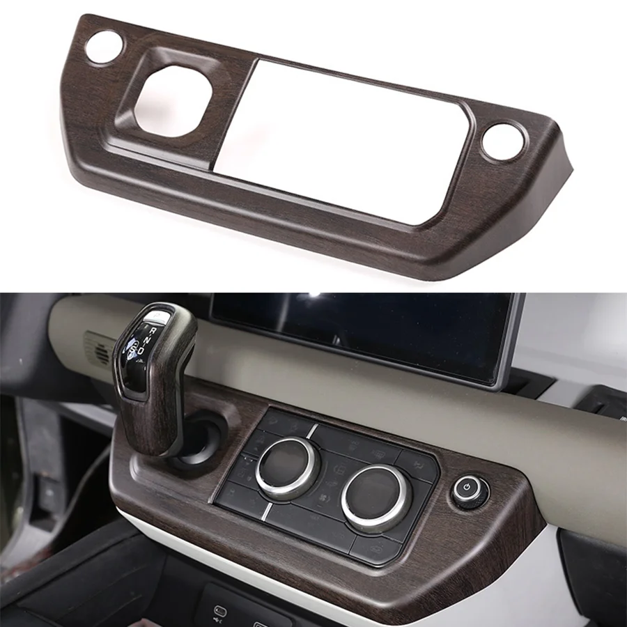 

1Pc Oak Wood Grain Center Console Gear Shift Control Mode Button Panel Cover Trim Fit For Land Rover Defender 110 2020 2021 2022