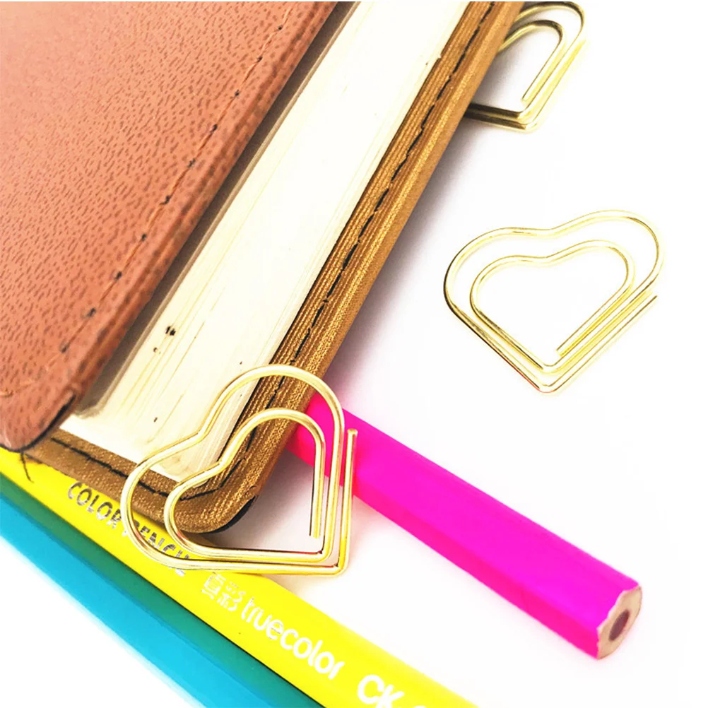 20 قطعة مشابك ورق على شكل قلب تصميم ملون مشرق لملاحظة الصورة نوع الإبداعية المعادن المرجعية المشبك قطرة شكل ورقة #6