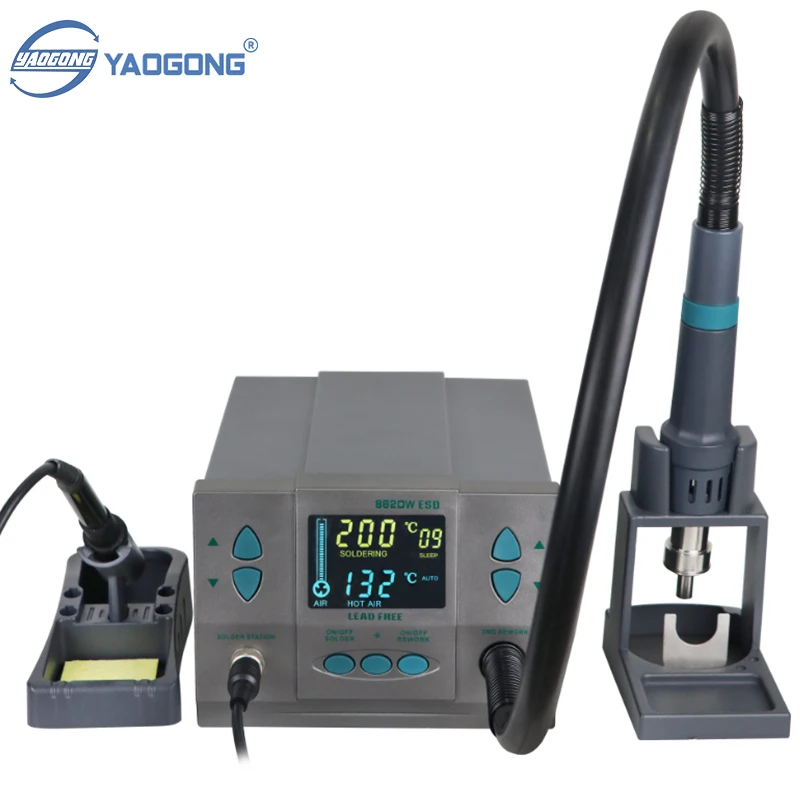 

YAOGONG 862DW 1060W Lead-Free Large Screen SMD Rework Machine For Mobile Phone Repair Tool Hot Air Gun Soldering Station
