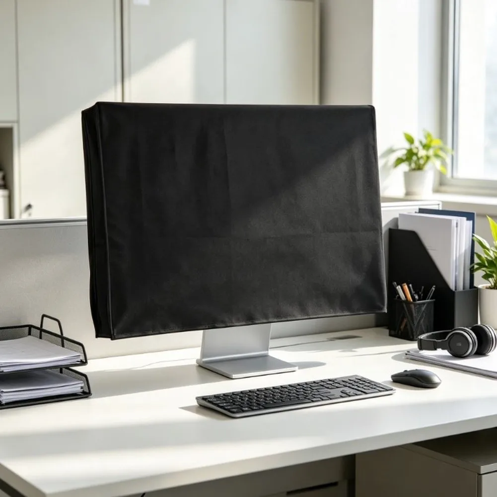 Black Oxford Waterproof Monitor Dust Cover 61x46cm For Computer Screen Protection Home Office Desktop Display Accessories