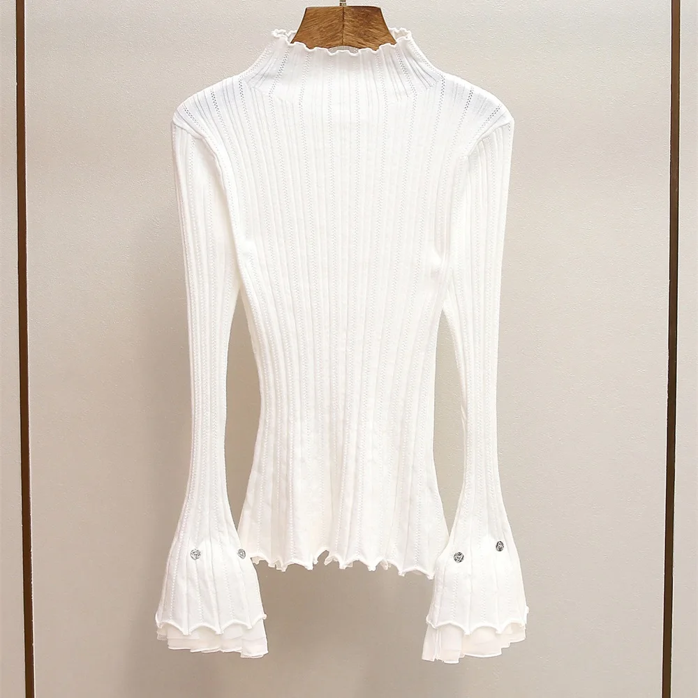 

2026 Women's Fashion Sweater Shirt Knit Stretch Corset Turtleneck Women's T-shirt Y2K New Fashion High-Quality Pullover bra