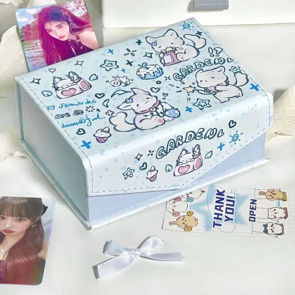 

Desk Decoration Waterproof Card Storage Box Anime PU Desktop Storage Box Cartoon Cute Photo Card Organizer Girl Gifts