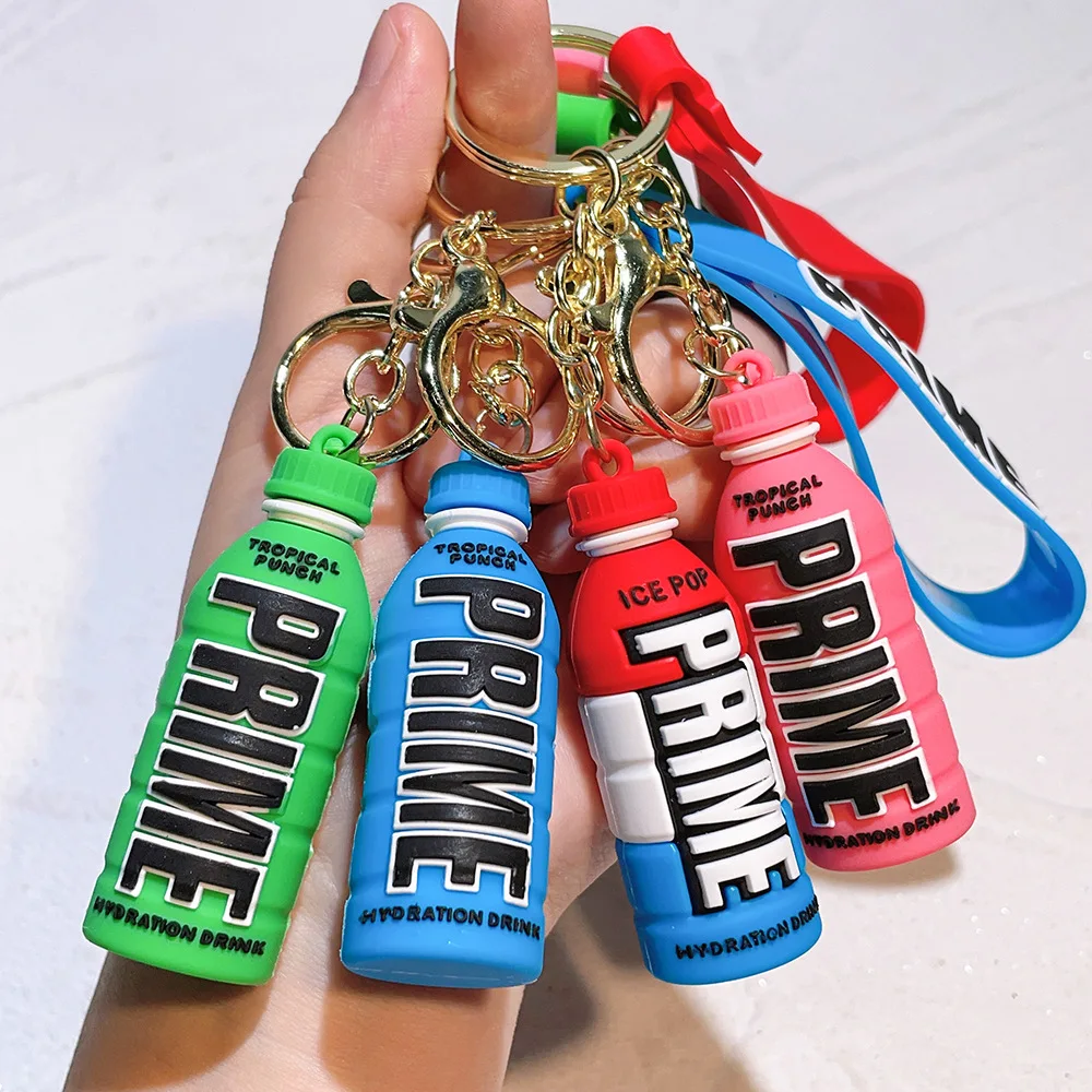 Fashion Prime Drink Bottle 3D Model Keychain for Women Couple Bag Pendent Keyring Car Key Accessories Jewelry Children Toy Gifts view 2