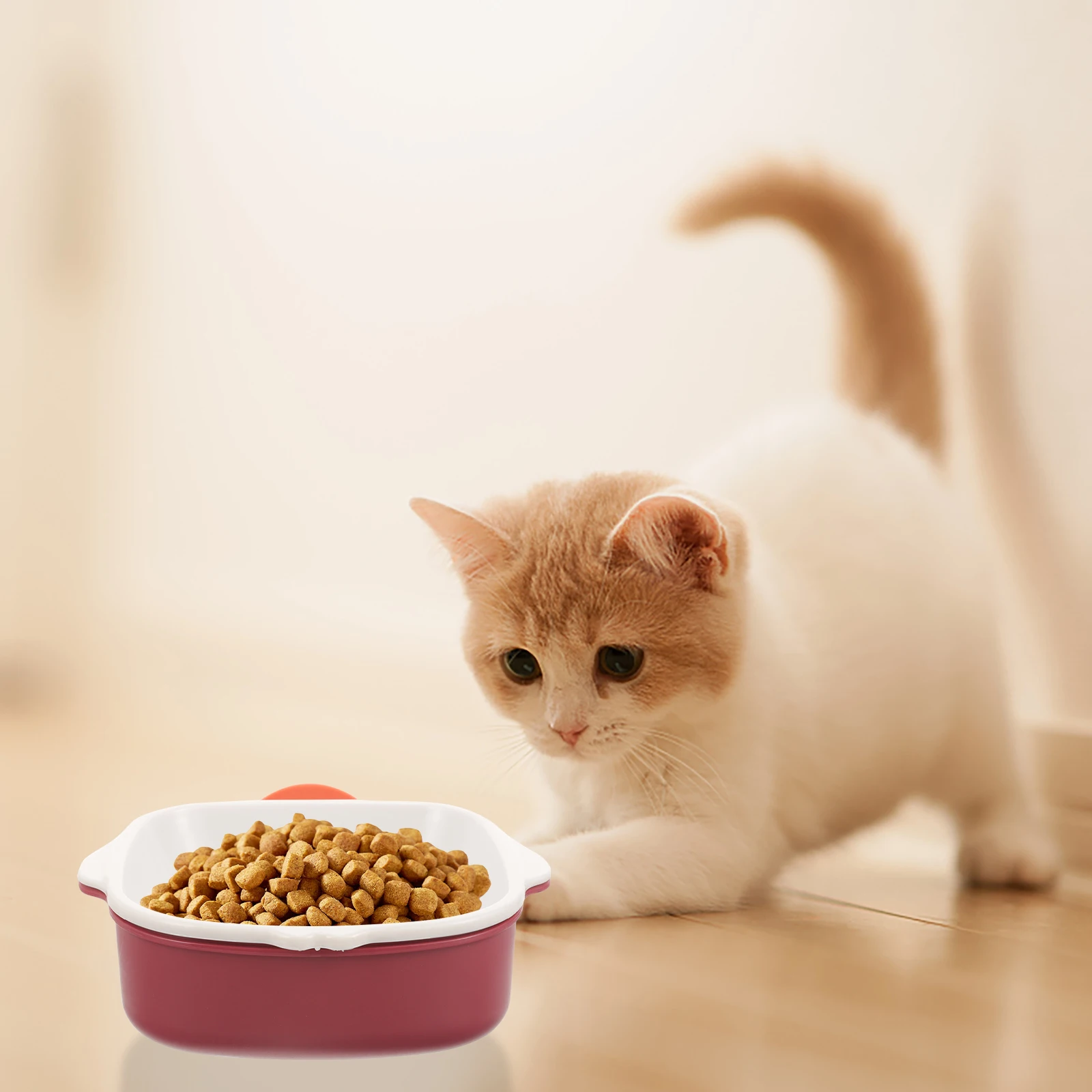 

Hanging Pet Bowl Detachable Design for Cats Dogs Rabbits Slow Feeding Bowls Space Saving North Red White Color