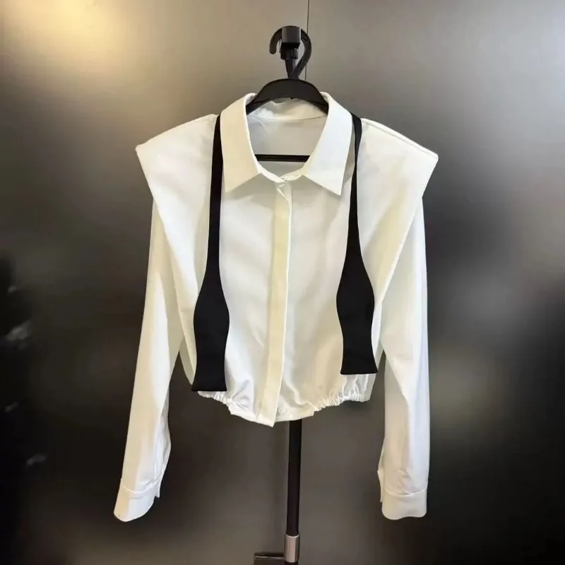 Début de l'automne nouveau Style ruban épaulette chemise à manches longues femmes Style Niche haut Blouses