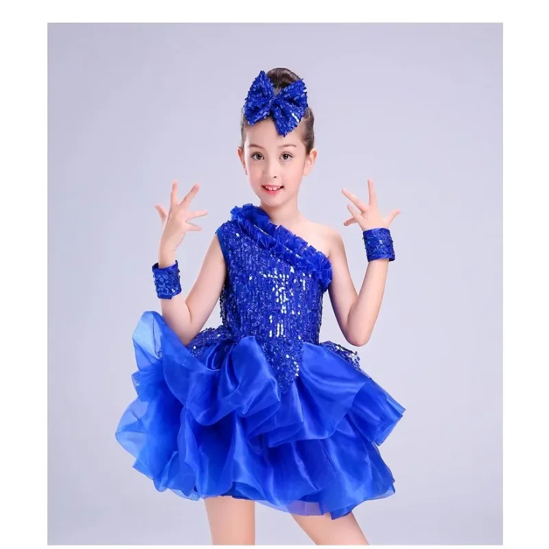 Robe de salsa à paillettes pour filles, vêtements de danse modernes DN pour enfants 303, danse contemporaine sur scène pour enfants