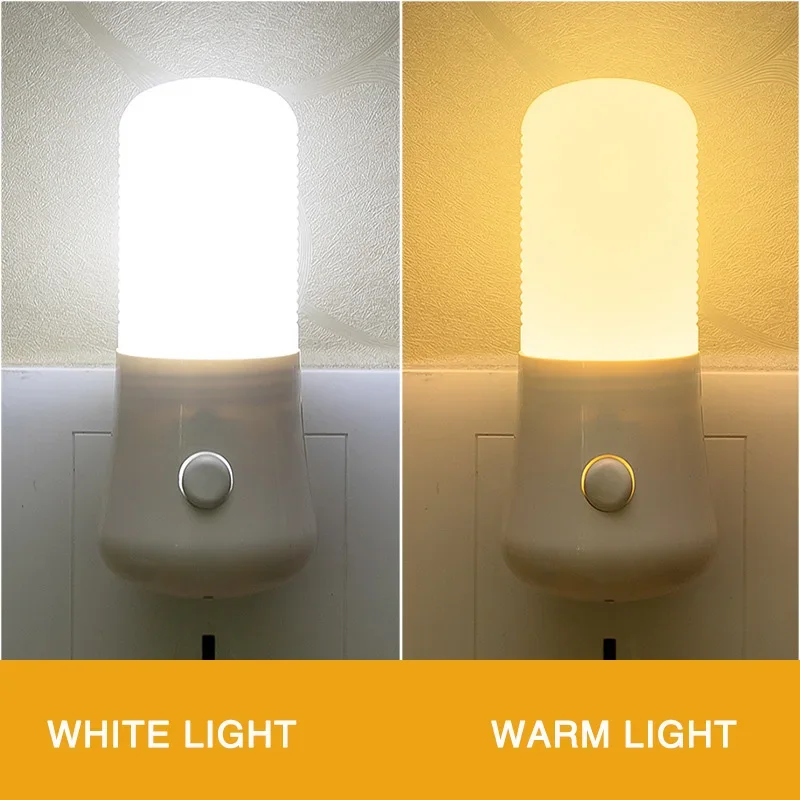 Ue/eua plug luzes da noite led night light botão interruptor quarto lâmpada de cabeceira do quarto do bebê corredor decoração casa lâmpada tomada parede