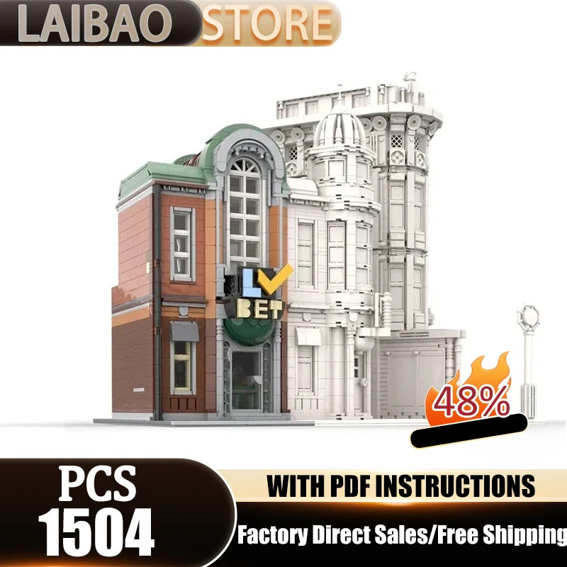 

Модель городской улицы City Street View, строительные блоки Moc, модульная модель здания Lvbet, технологическая модель, кирпичики для самостоятельной сборки, праздничные игрушки и подарки