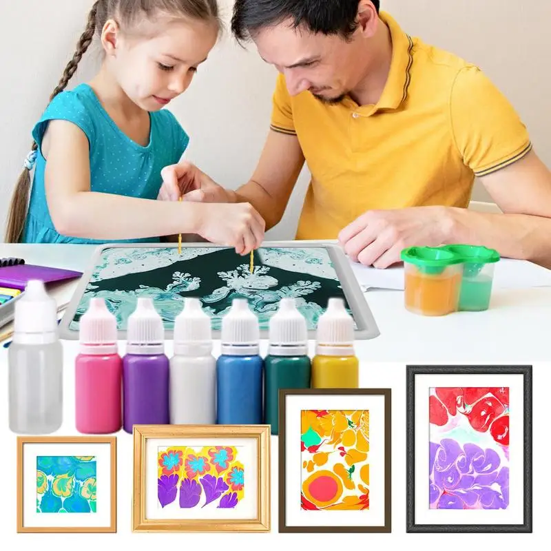 Kids Marbling Paint Kit Craft Supplies Marble Painting For Artist Creative Toys Holiday Gifts For Girls And Boys Ages 6 7 8 9 10