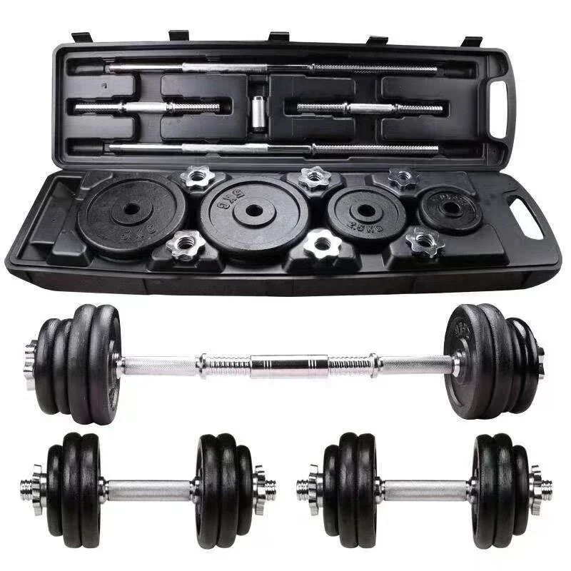 

High-quality 20kg painted dumbbell suit can be turned into barbell adjustable household weight lifting squat fitness equipment.