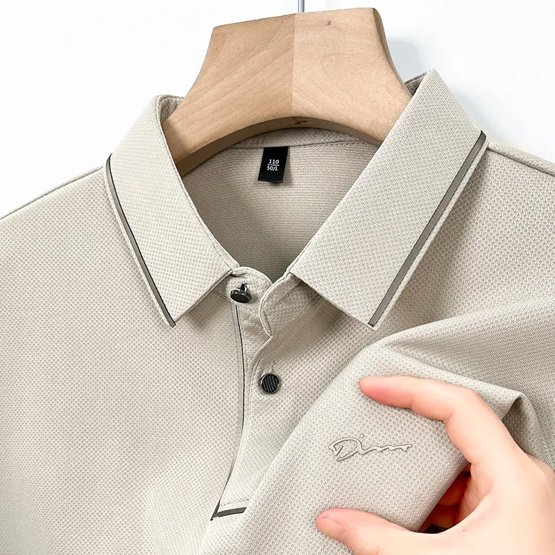 Camisa Polo para hombre sin costuras Premium de lujo tela fresca Casual de negocios Golf Slim Fit blusa cuello camiseta antiarrugas camiseta para hombre