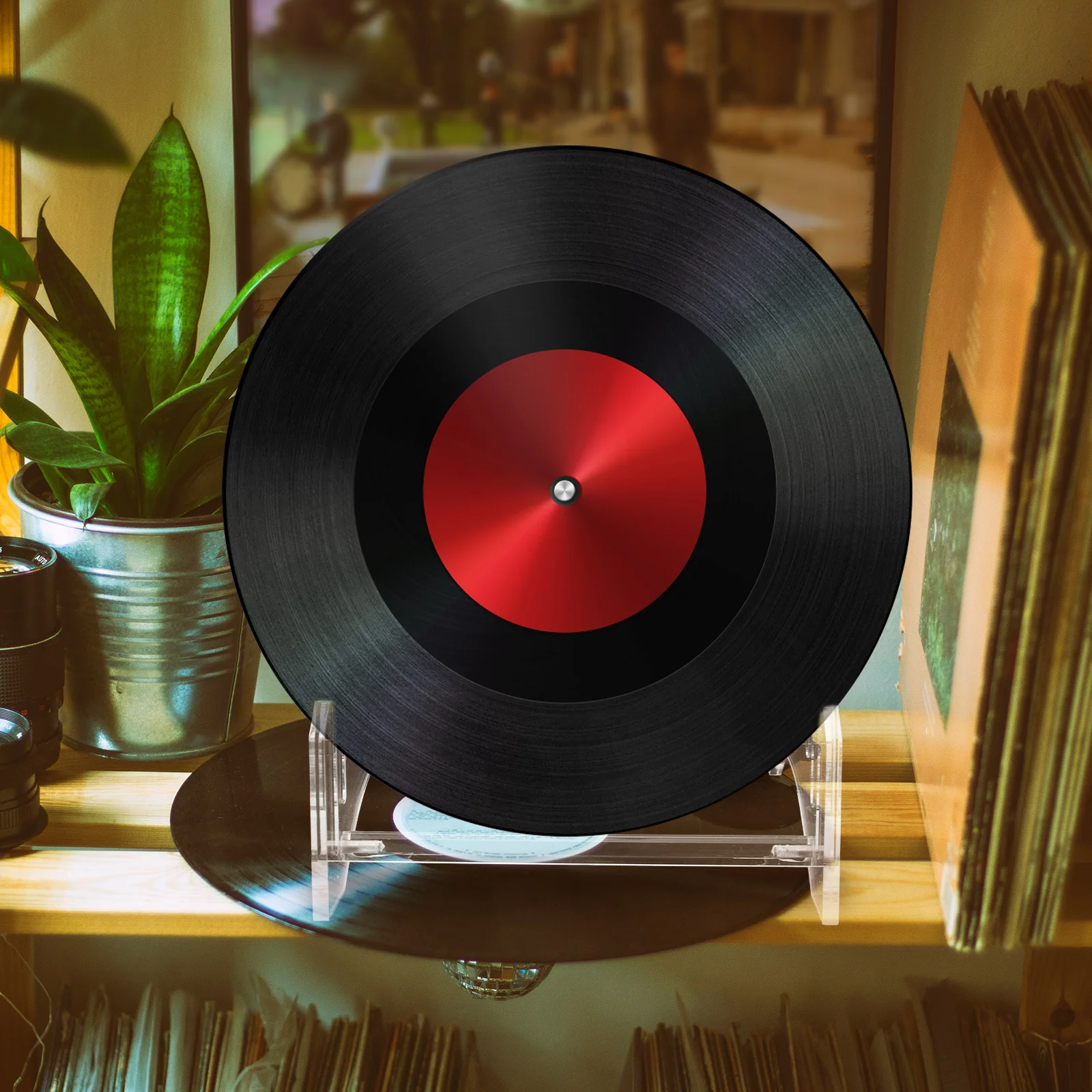

Transparent Acrylic Record Display Rack Tiered Desktop Organizer Large Capacity Storage Stand for Photos Albums