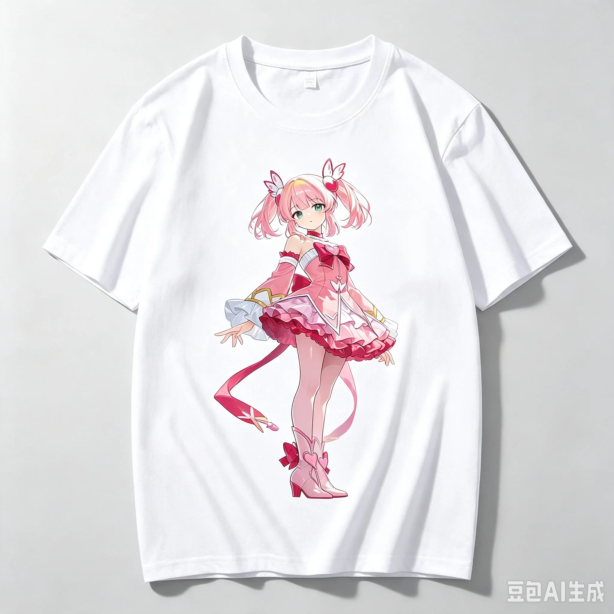 Camiseta unisex casual de cuello redondo con estampado del personaje original de la chica mágica relacionado con la chica demonio de la casa al lado.