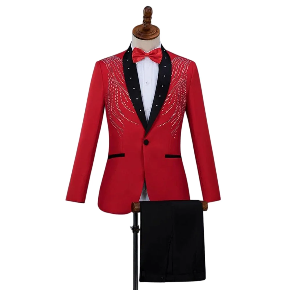 Crystals Diamond Suits Jacket Dinner Suit Wedding Suit Tailor Suit Blazer Stage Performance Host Formal