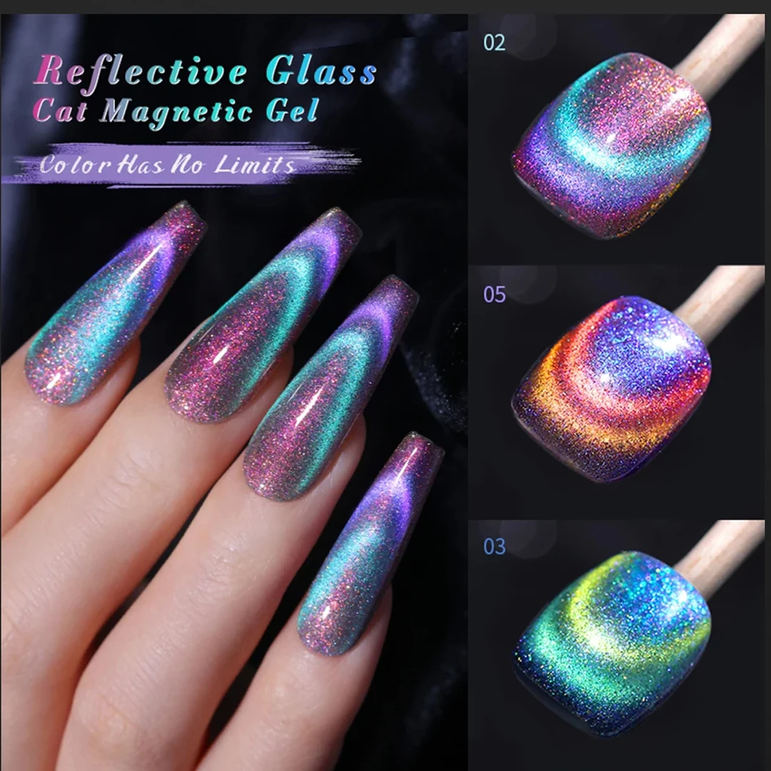 6pcs 10ml reflektieren des Glas Katze Magnet gel Nagellack, UV LED Gel politur Maniküre Nail Art Geschenkset mit Magnet Stick einweichen