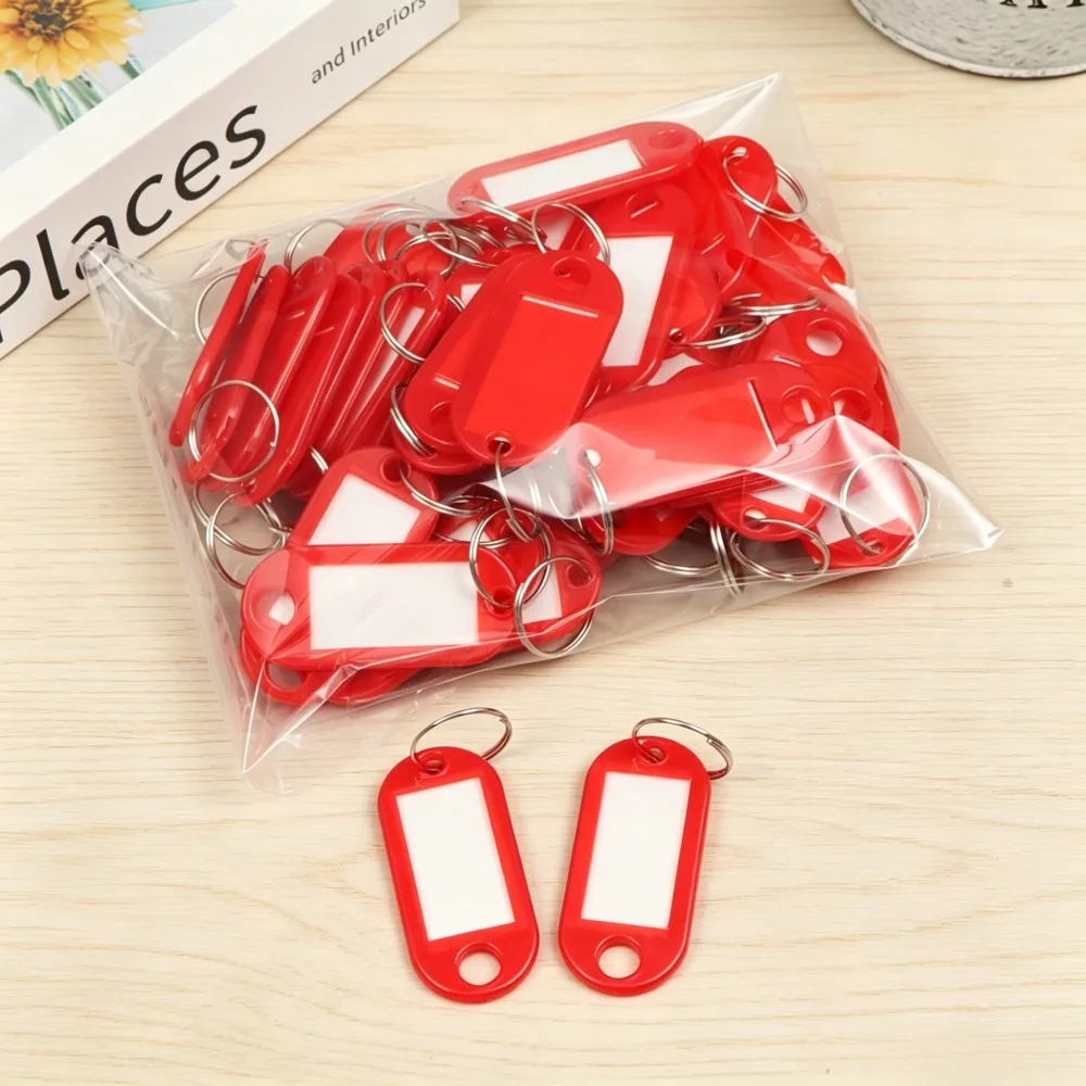 50 Stück Plastik-Schlüsselanhänger mit Etikettenfenster, DIY-Schlüsselanhänger-Set, Gepäckanhänger zur Nummernkennzeichnung für Hotel- und Kofferschlüssel, Farben – Detail 19