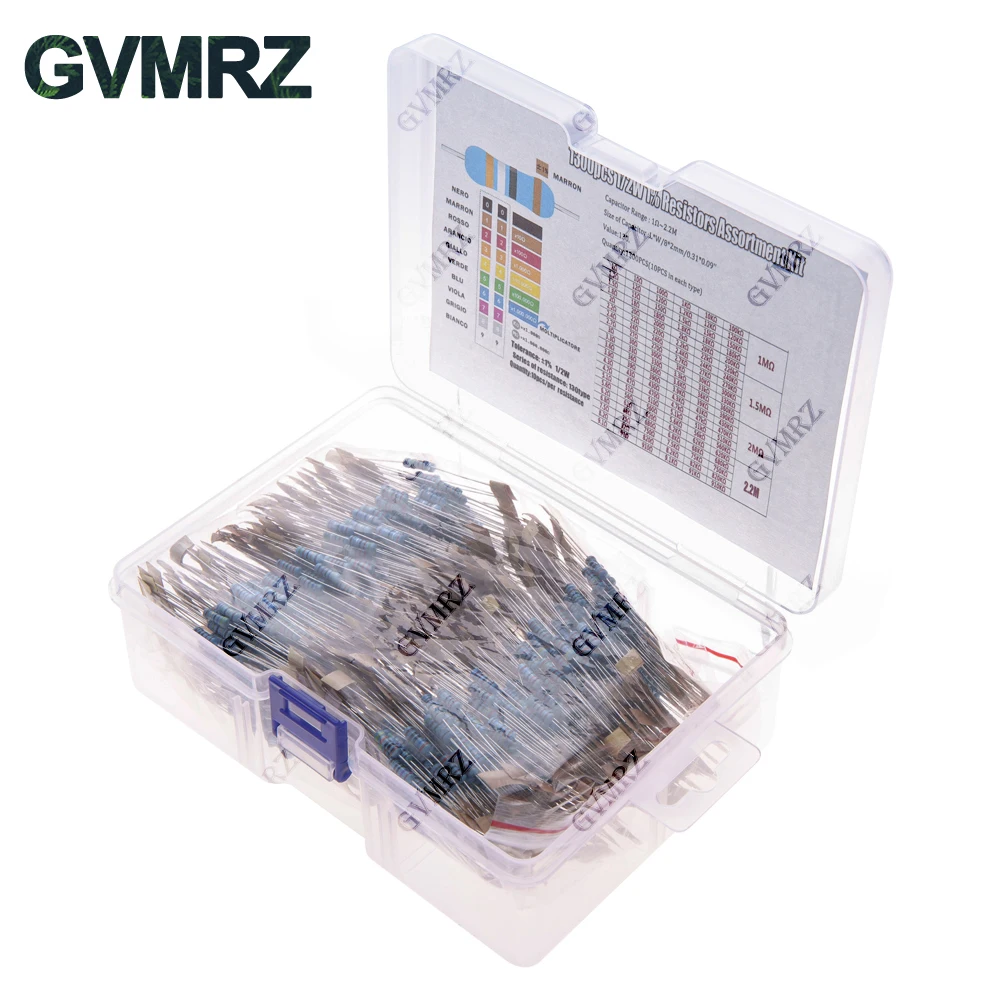 1/4 واط 1/8 واط 1/2 واط 1 واط 2 واط طقم مقاوم من غشاء معدني 130 قيم 0.125 واط 0.25 واط 0.5 واط 1% تشكيلة المقاومة مجموعة متنوعة صندوق