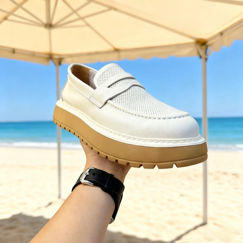 High-end Design Man Loafers Luxury Brand Genuine Leather Men Casual Shoes Breathable Male Fashion Chunky Sneakers Soft Moccasins