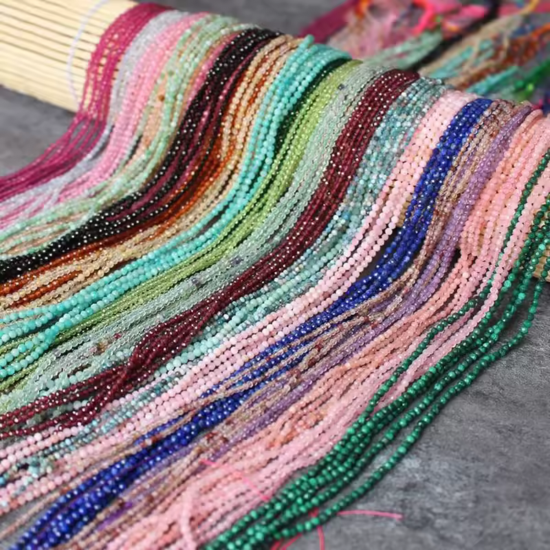 Cuentas de lapislázuli de ojo de tigre y amatista de piedra natural de 2mm con incrustaciones de perlas brillantes, fabricación de joyas, collar, pulsera, joyería DIY