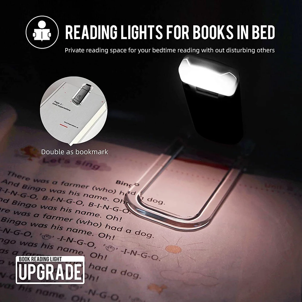 Rechargeable Book Reading Light USB Brightness Adjustable Night Lights Book Clip Onstudy Desk Lamp Eye Care for Kids Read Lamps