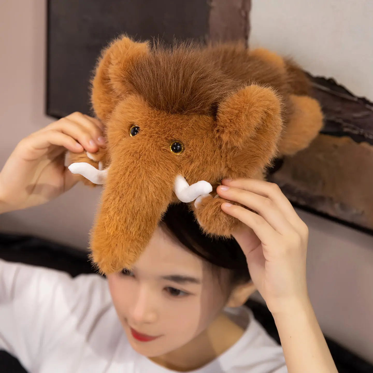 35CM Schöne Mammut Plüsch Spielzeug Gefüllte Lange Nase Weiche Tier Elefant Spielzeug Kawaii Braun Mammut Puppe Geburtstag Geschenk