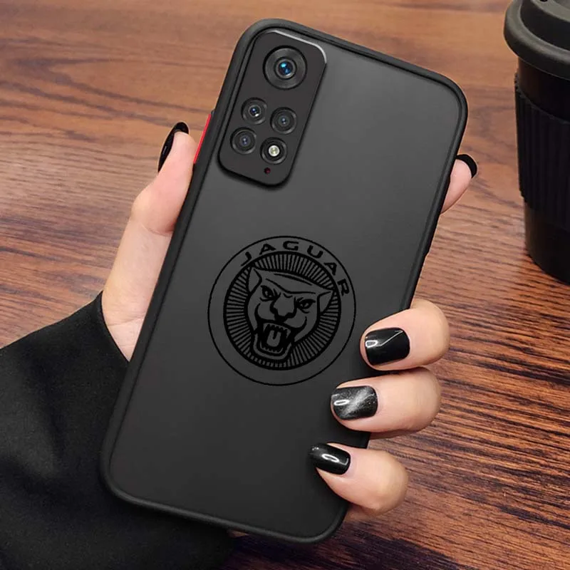 J-Jaguar Car Art Popular Logo For Xiaomi Redmi Note 13R 13 12 12S 11 12T 11S 11E 11T 10 Pro Plus Frosted Translucent Phone Case