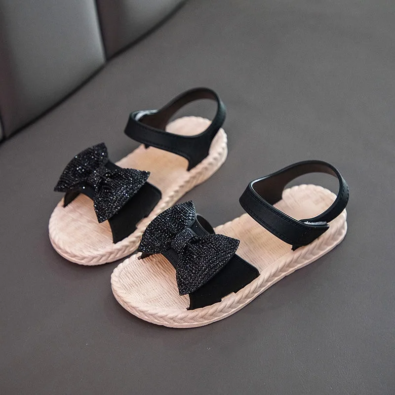 Sandalias Shoes for Girl Child Sandals Summer New Girl Princess Shoes Soft Sole Beach Shoe Bow Casual Shoe Kid Shoe Zapatos Niña