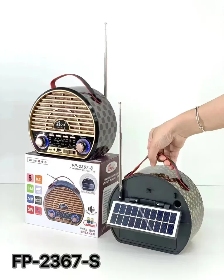 Fp-2367-s Retro Fm Am Sw Radio Dc 3v Radio 18650 1200mah Radio con batería recargable