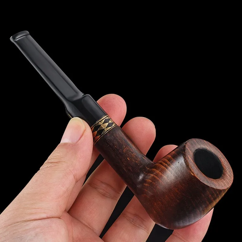 

9MM Wood Smoking Pipe Resin Tobacco Cigar Cigarette Hand Pipes Men Gifts Smoking Accessories