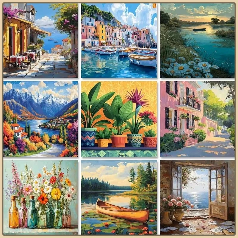 

Краска по номерам пейзаж ручная роспись DIY раскраска по номерам наборы цветов художественный рисунок на холсте домашний декор