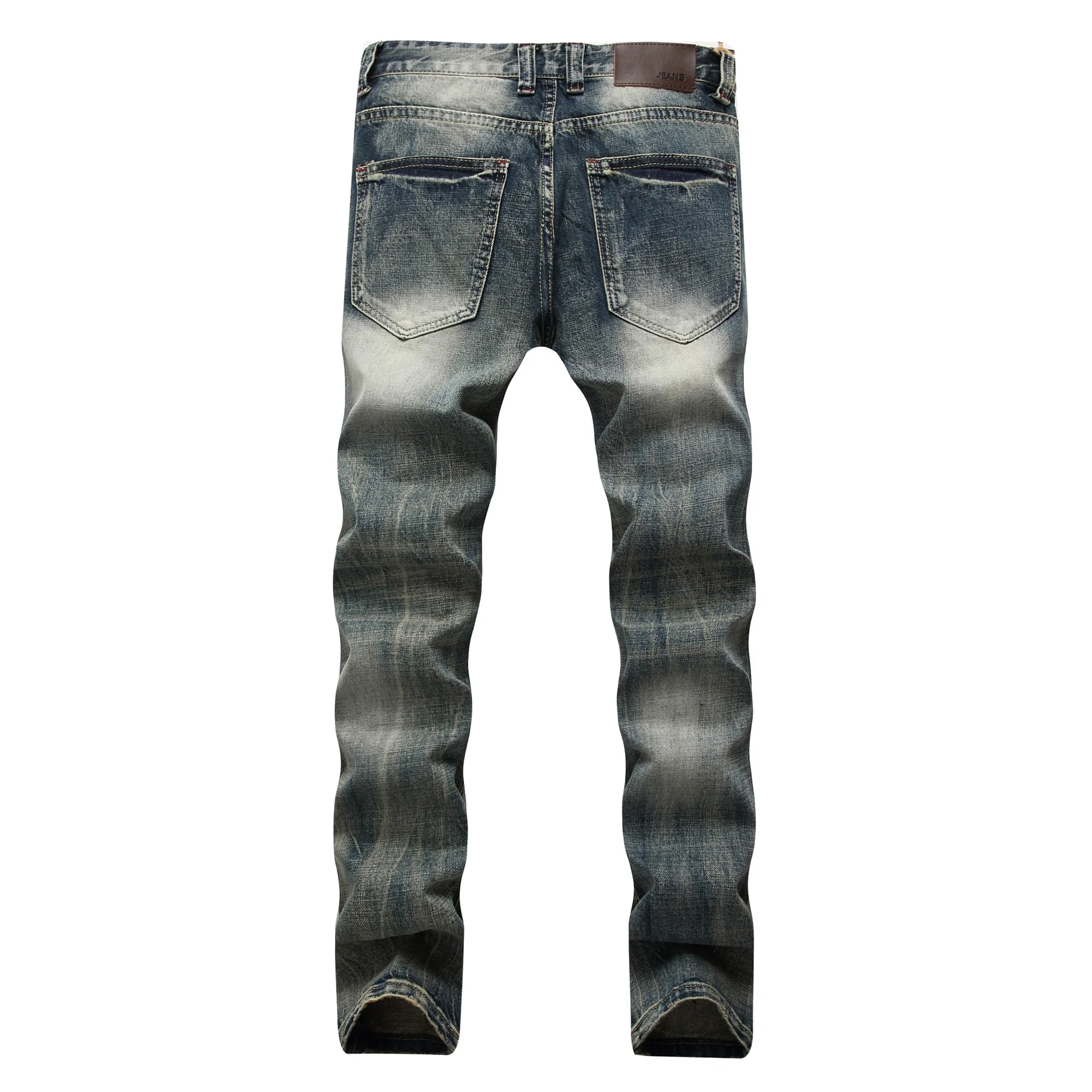 Vintage-style Men's Blue Jeans, Distressed Denim Pants, Asian Sizes 28–34 36 38 40 42.