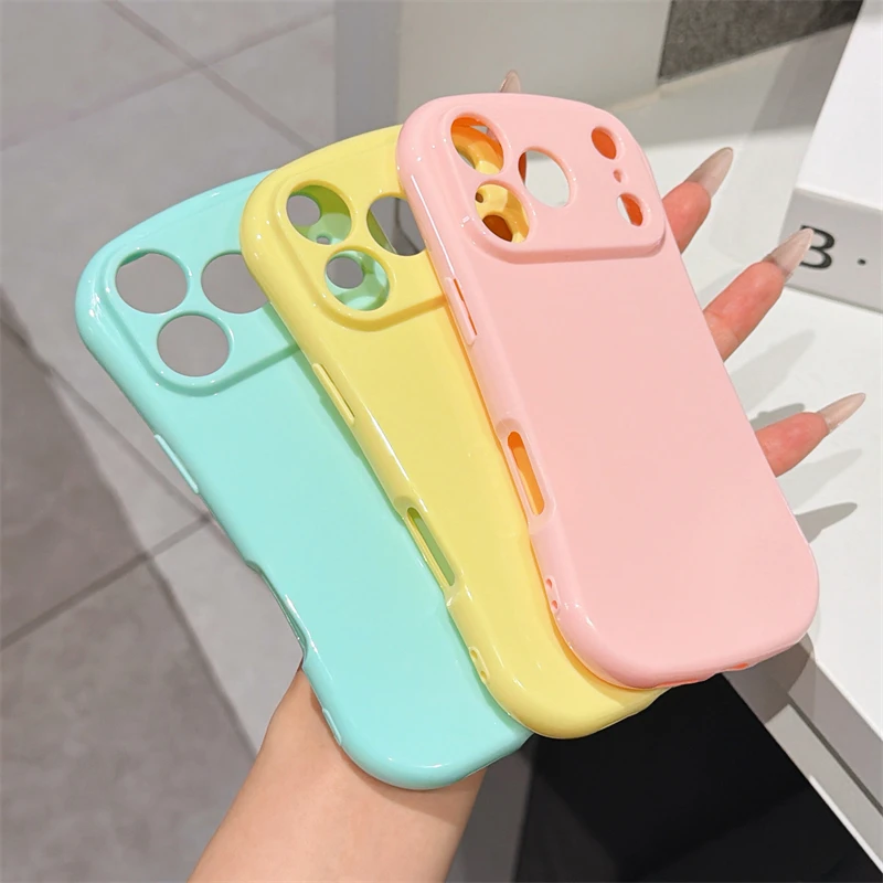 Niedliche Ovale Weiche Silikon-Handyhülle in Bonbonfarben für Apple iPhone 17 15 14 13 12 11 16 Pro Max 17Air Einfache Stoßfeste Schutzhülle