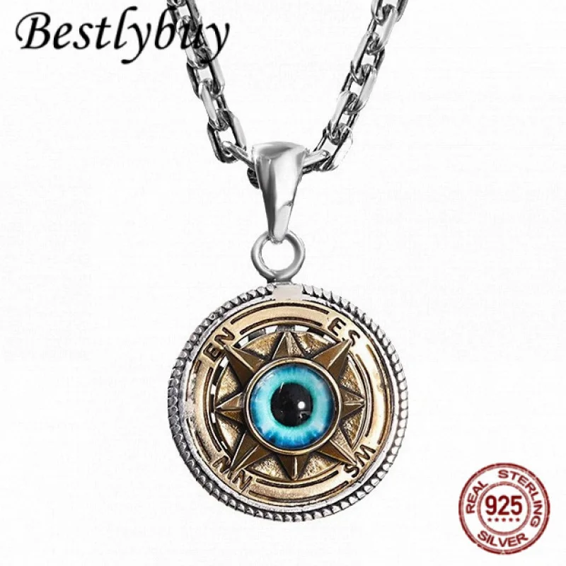 

НОВЫЙ вращающийся круглый кулон из стерлингового серебра 925 пробы, персонализированный восьмиугольный вращающийся круглый кулон в форме звезды для мужчин и женщин, ретро-подвеска в форме глаза