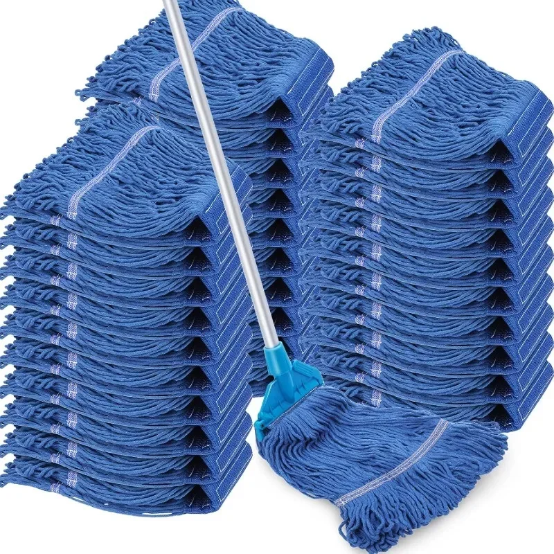 home.30 Pieces Commercial Mop Head Replacement Floor Cleaning Wet Mop Heads Heavy Duty Cotton String Mops Blue Large Industrial