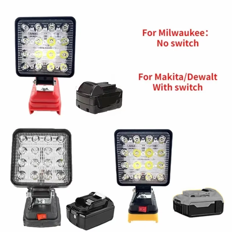 

LED Flashlight Outdoors Flood Lights For Makita/DeWalt/Milwaukee，18V Lithium Battery Work Light Camping Lighting Flood Light